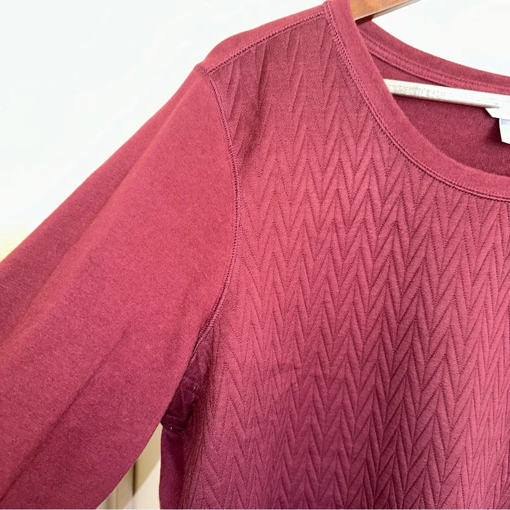 Christopher & Banks maroon Chevron stitched sweatshirt, women, XL - Image 4