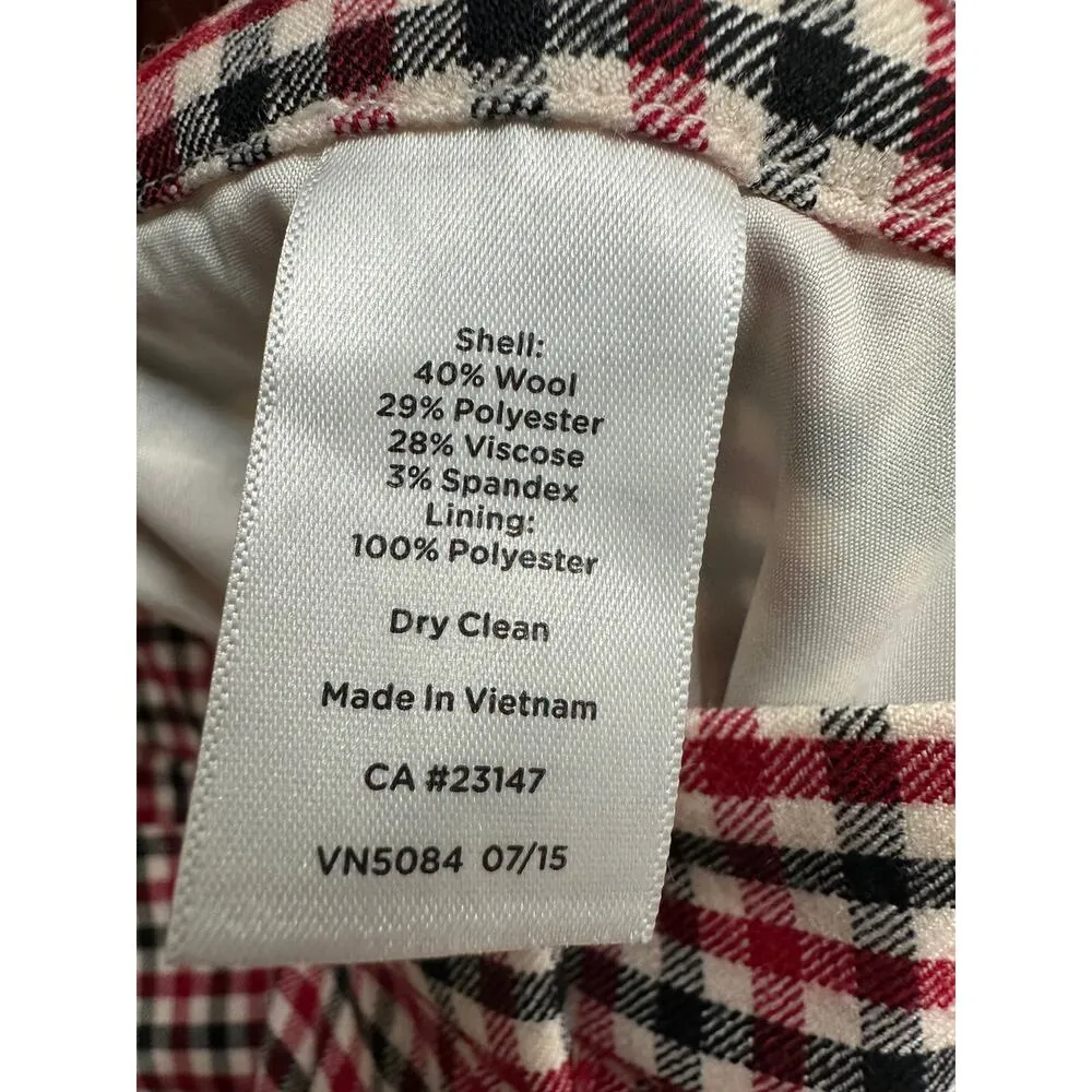 Talbots Women Hampshire Dress Pants Wool Blend Red Black Gingham Size 10 Career - Image 7