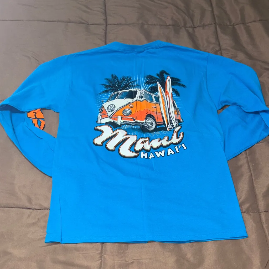 Fruit of the Loom Blue Maui Hawaii Long Sleeve Top - Image 2