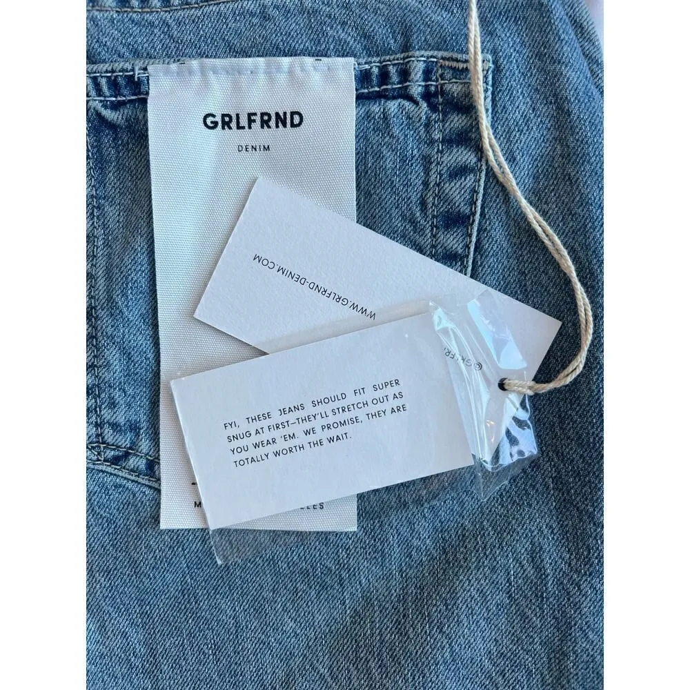 GRLFRND Tatum in Late Night Crop Fray Hem New $250 Woman Jeans Slim Kick Size 28 - Image 10