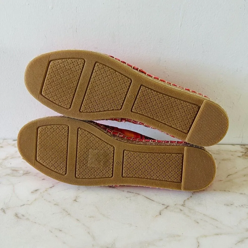 TORY BURCH Vivid Orange Octagon Sq Cecily Embellished Espadrille Flats - US 6.5 - Image 8