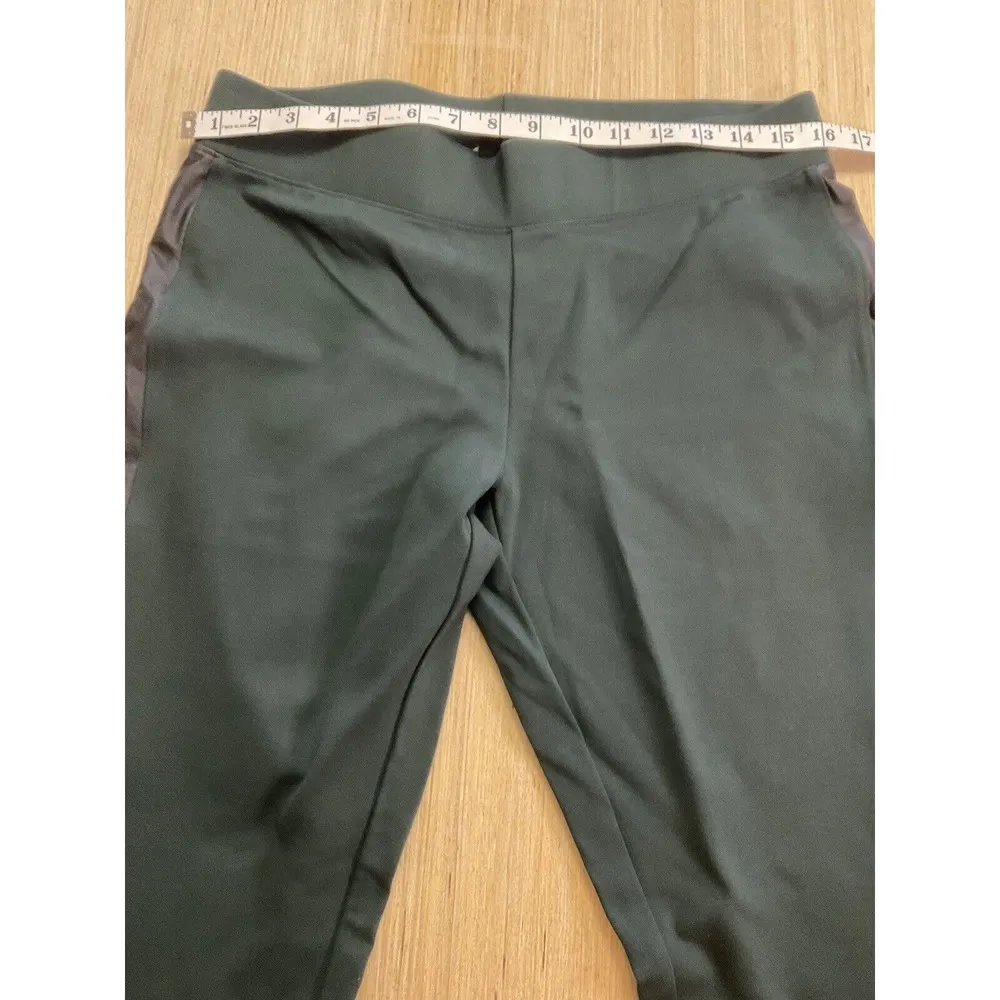 White House Black Market Legging Faux Leather Side Women’s Size Med Long Green - Image 6