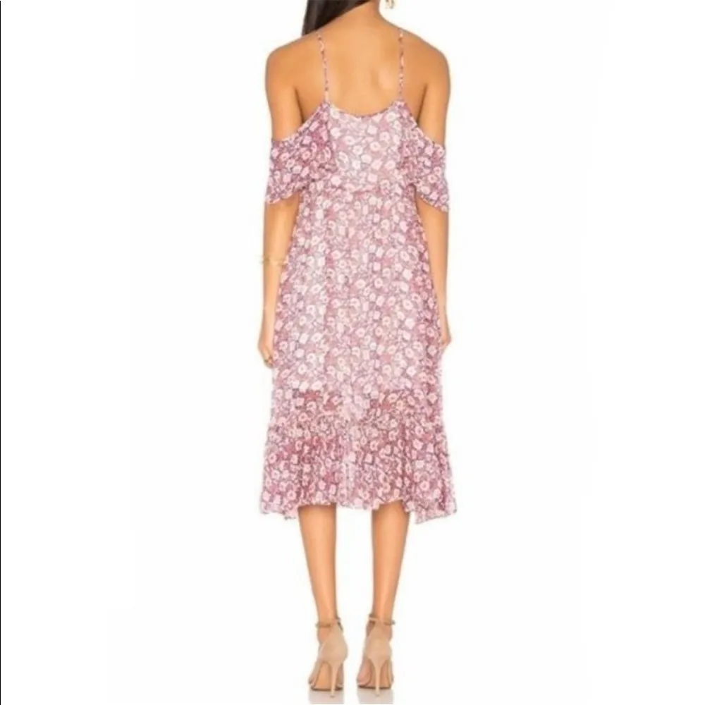 Buffy Poppy Floral Cold Shoulder Midi Dress Size Medium - Image 3