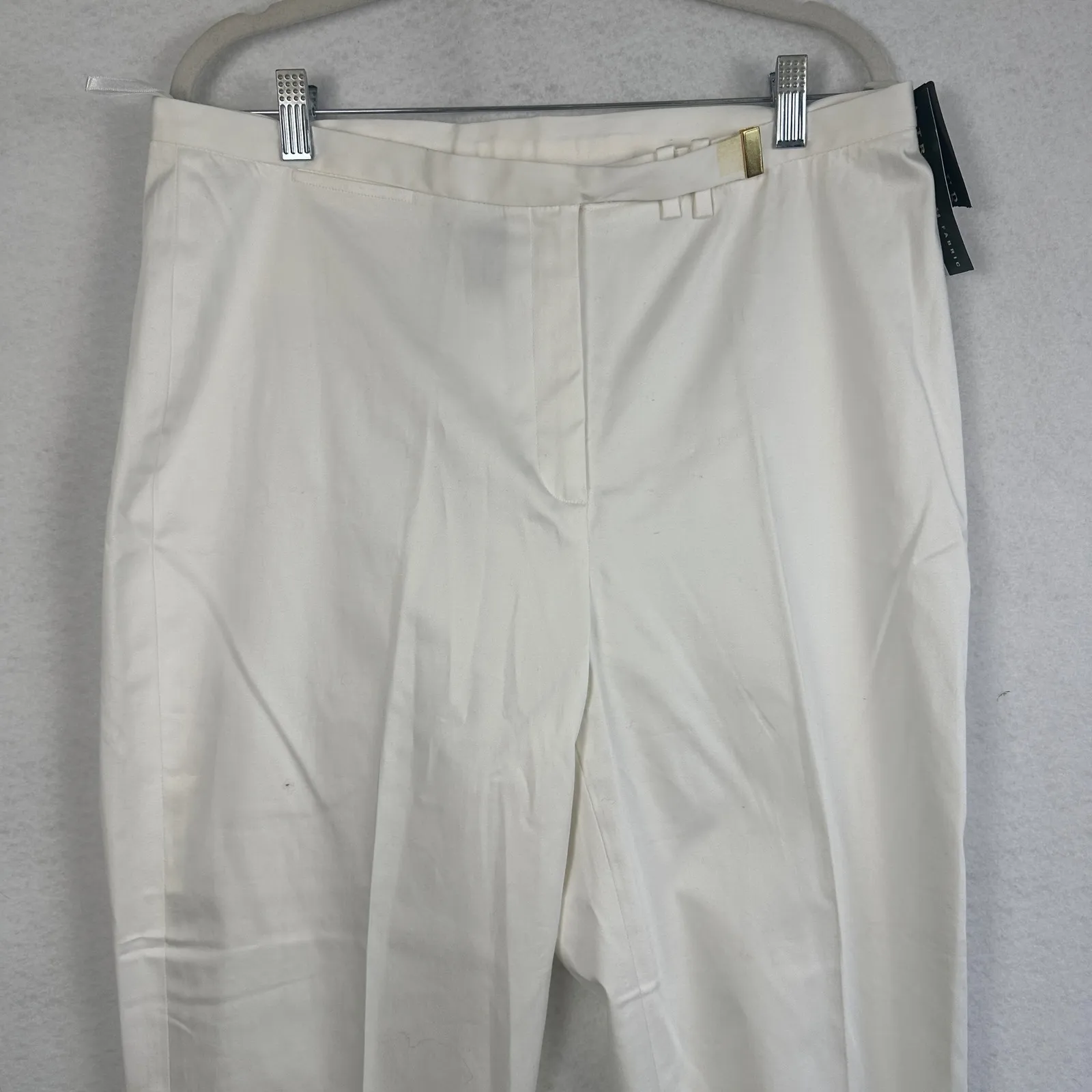 New Lauren Ralph Lauren Womens‎ 14 White Stretch Fabric Cropped Pants Tailored - Image 3