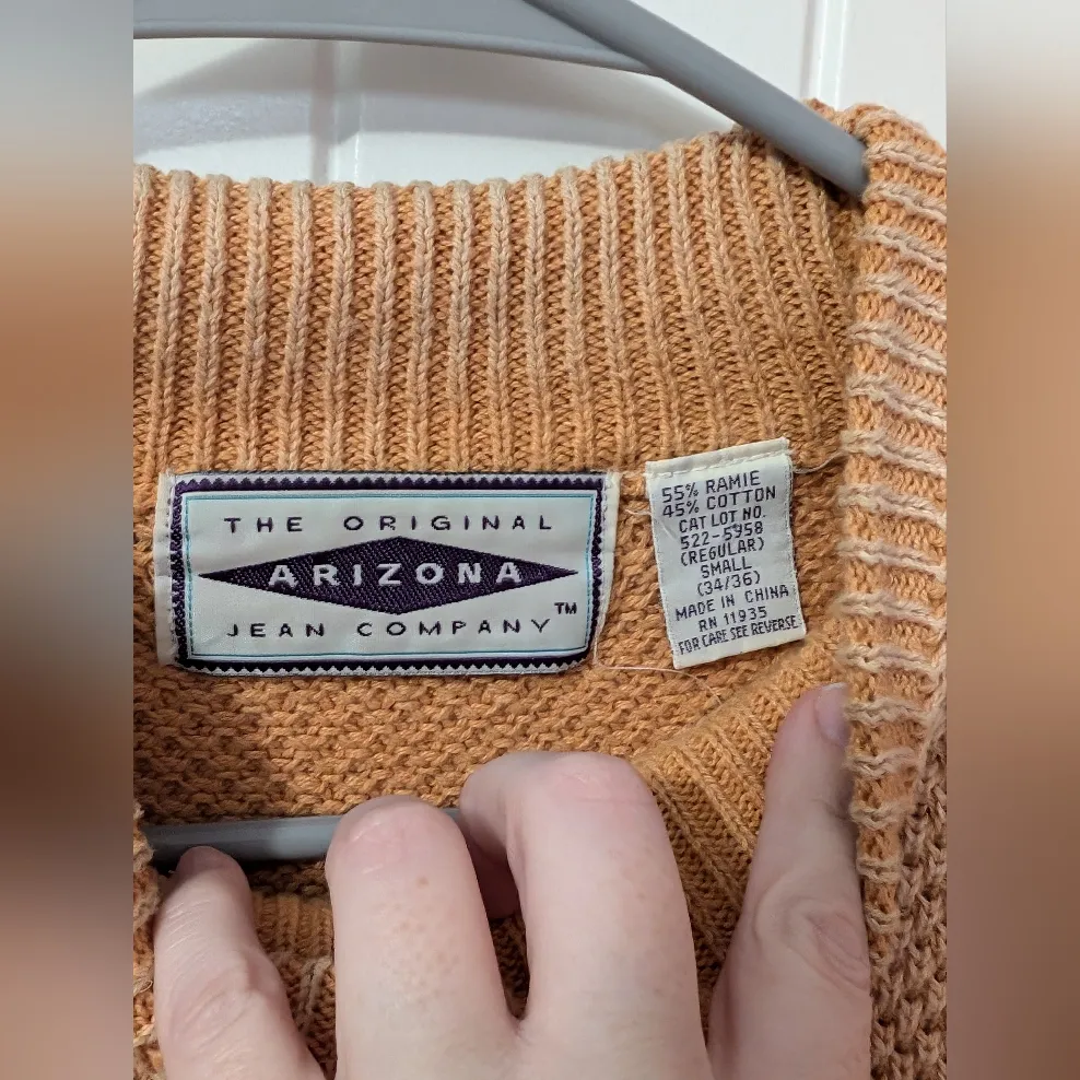 Vintage Arizona Jean Co. Wool Blend Knit Sweater Women's Small Light Orange - Image 3
