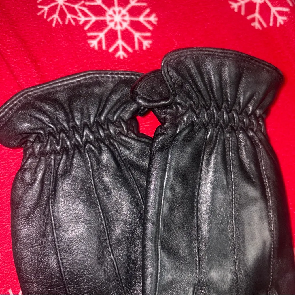 Black Leather woman's gloves size L - Image 4