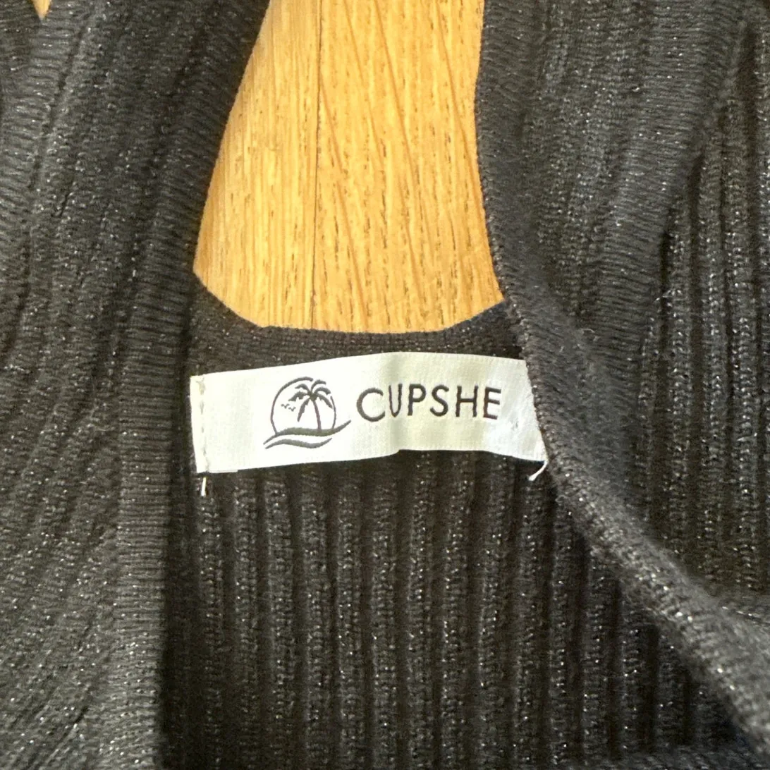Cupshe Top Sleeveless Ribbed Size M Black - Image 2