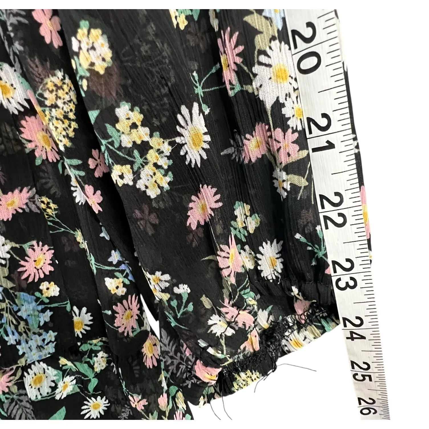 Gypsies & Moondust Babydoll Dress Womens L Black Floral Sheer Fairy Peasant Boho - Image 11