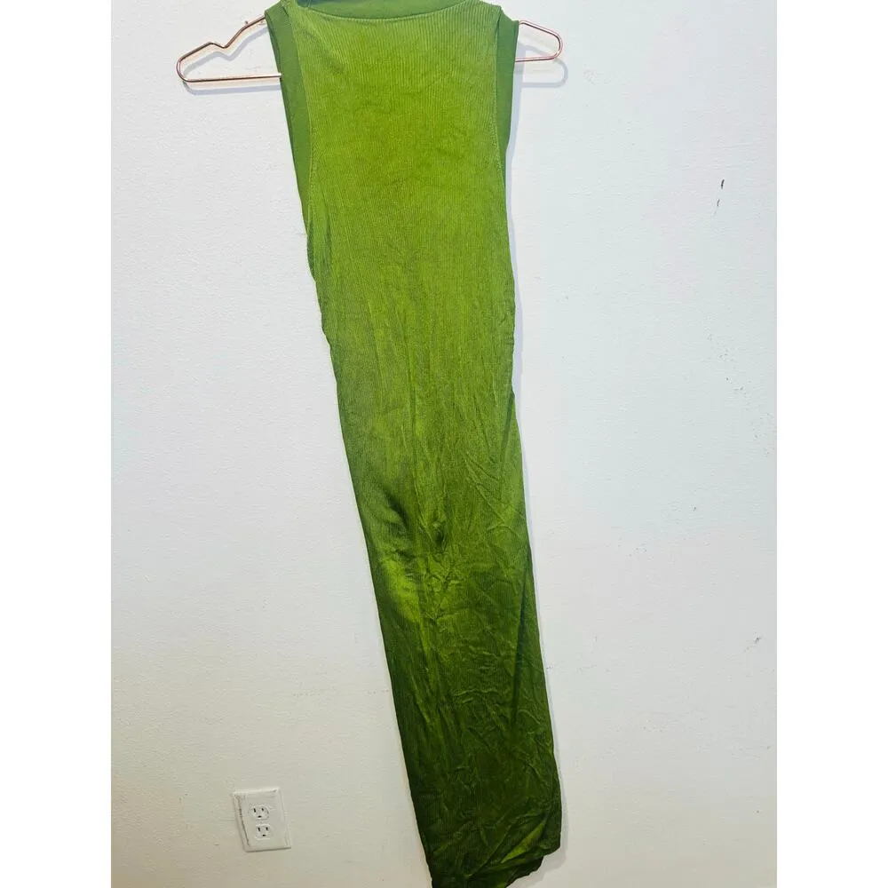 ATLEIN COLLECTIVE Green Crewneck Sleeveless Form Fitting Midi Dress Size Small - Image 8