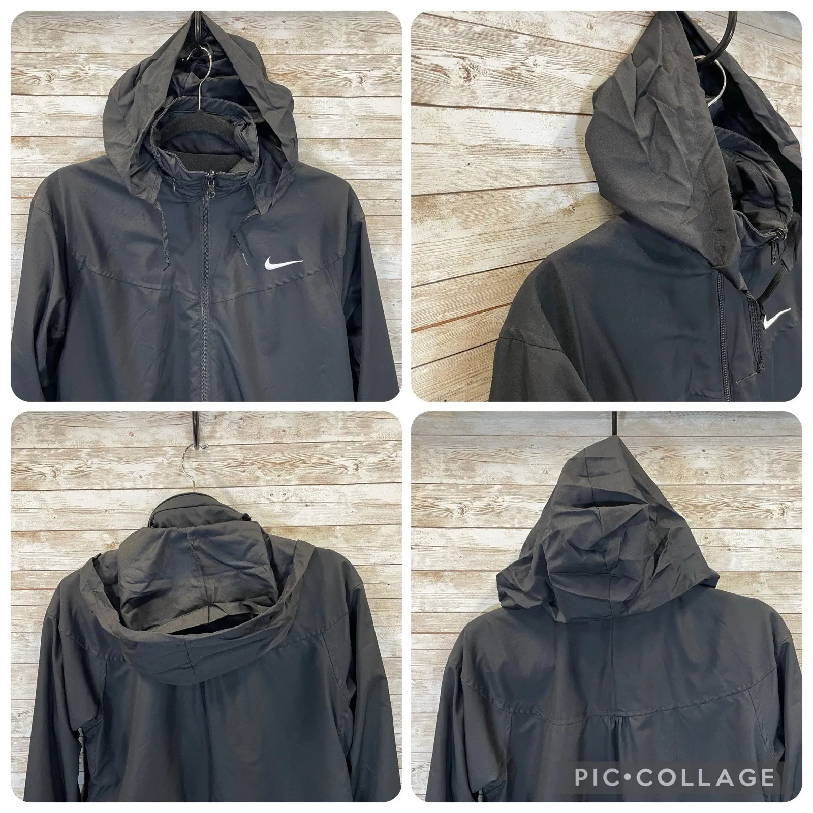Nike Womens M Jacket Reversible‎ Black Fit Dry Hidden Hood Running Cycling Logo - Image 7