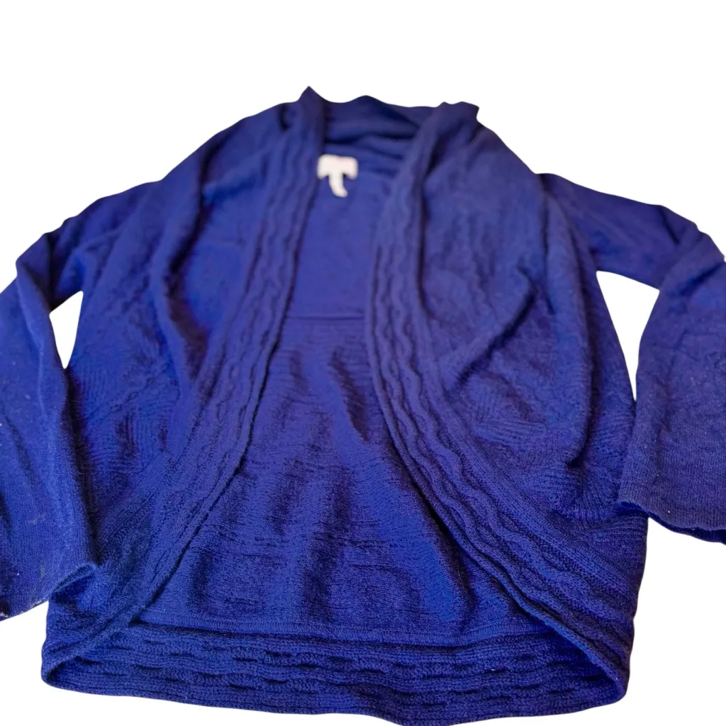 Halogen 100% Cashmere Royal Blue Open Front Cardigan Shrug Size L - Image 3