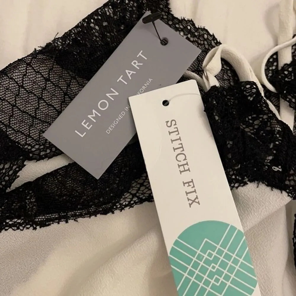 Lemon Tart Stitch Fix Black White Camisole Lace Blouse Womens Small NEW - Image 7