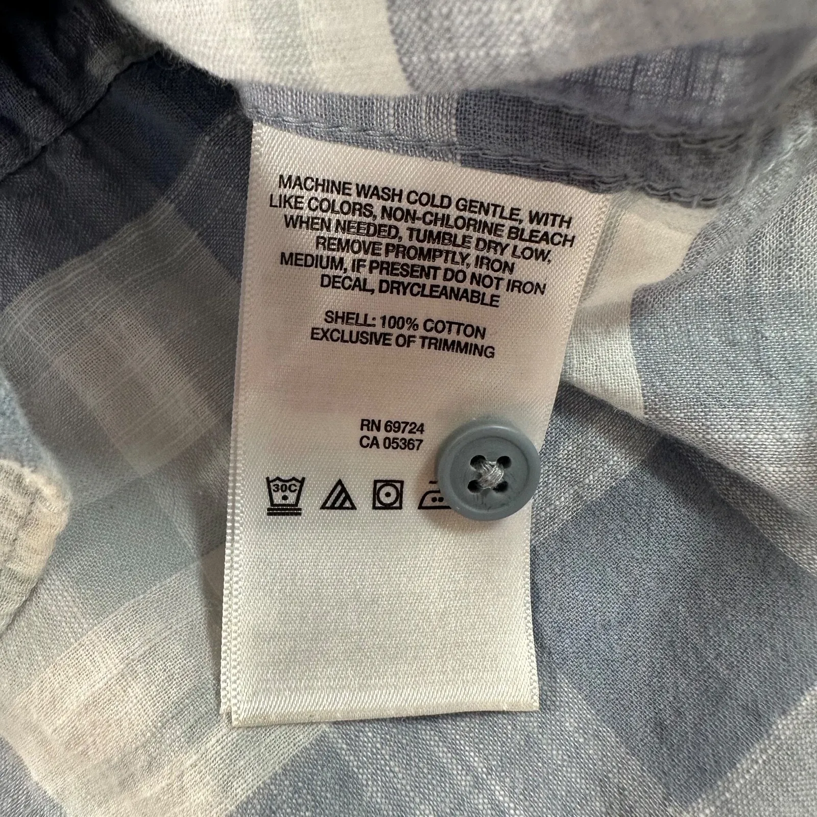 Columbia Button Down Shirt Women’s Small Blue White Gingham Drawstring Waist - Image 4