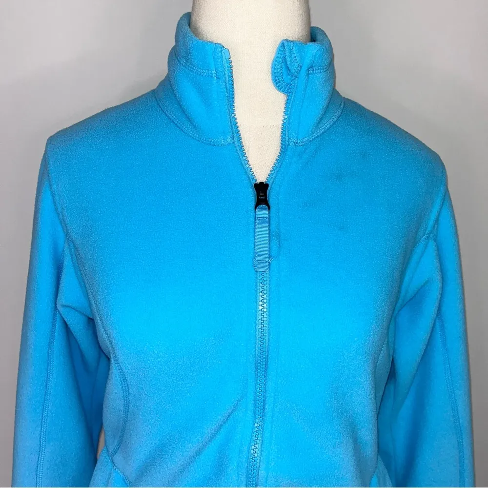 Women’s Turquoise Bright Blue Poly Fleece Full Zip Jacket Small - Image 2