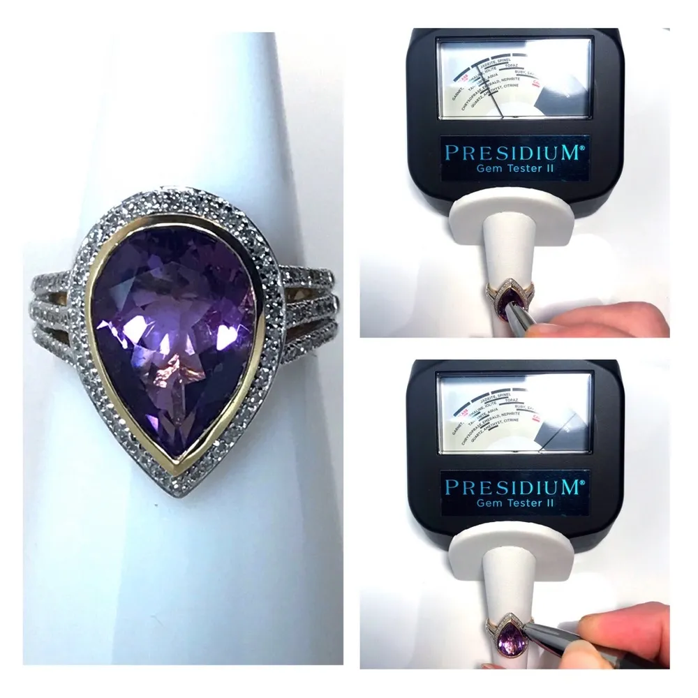 14KT GENUINE 4 CARAT  & DIAMOND RING DESIGNER  -7.17 GRAMS!! - Image 10