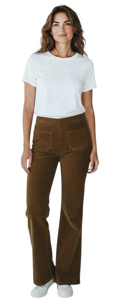 Self Esteem trousers Juniors Women’s 26” medium Corduroy Brown Flared Pants nwt - Image 1