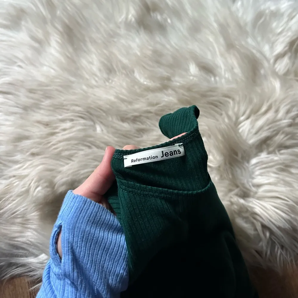 REFORMATION Kris Ribbed Bodycon Mini Dress In Forest Green - Image 5