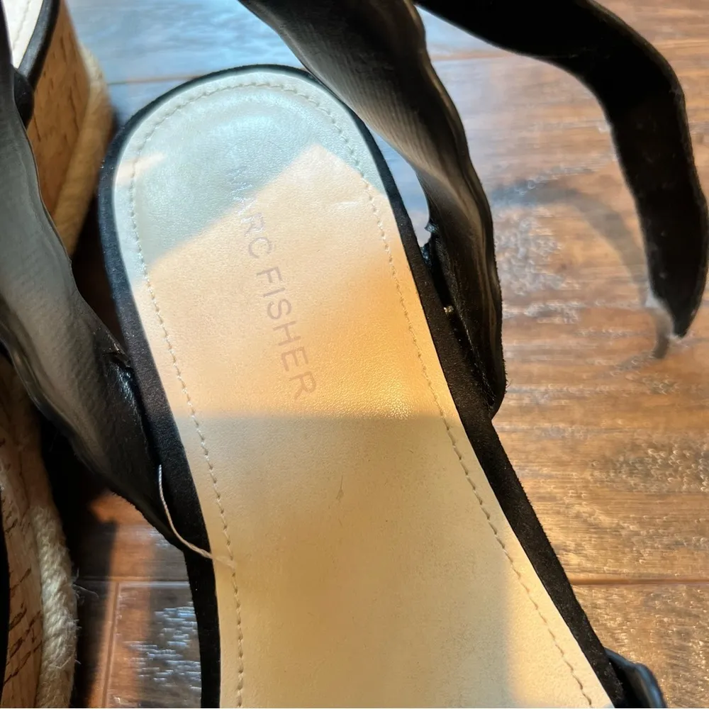 Marc Fisher Faitful Black Suede Platform Wedge Cork Sandal | 8.5 - Image 3