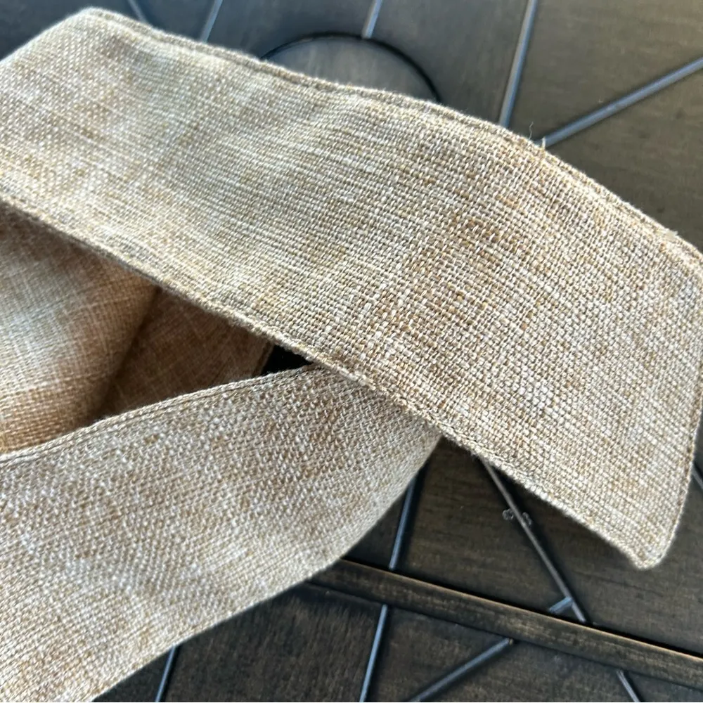 A/ Anthropologie neutral tan woven minimalist belt, ladies medium, 40" - Image 4