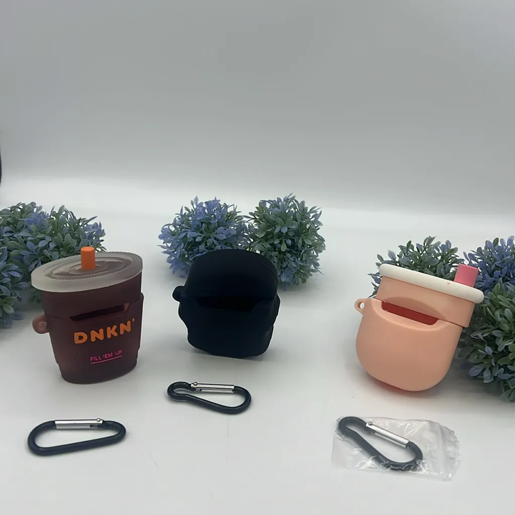 3 Case Airpod (1st and 2nd Gen) Dunkin Donuts,Bubble Tea,Hug Life Dolls Brown - Image 2