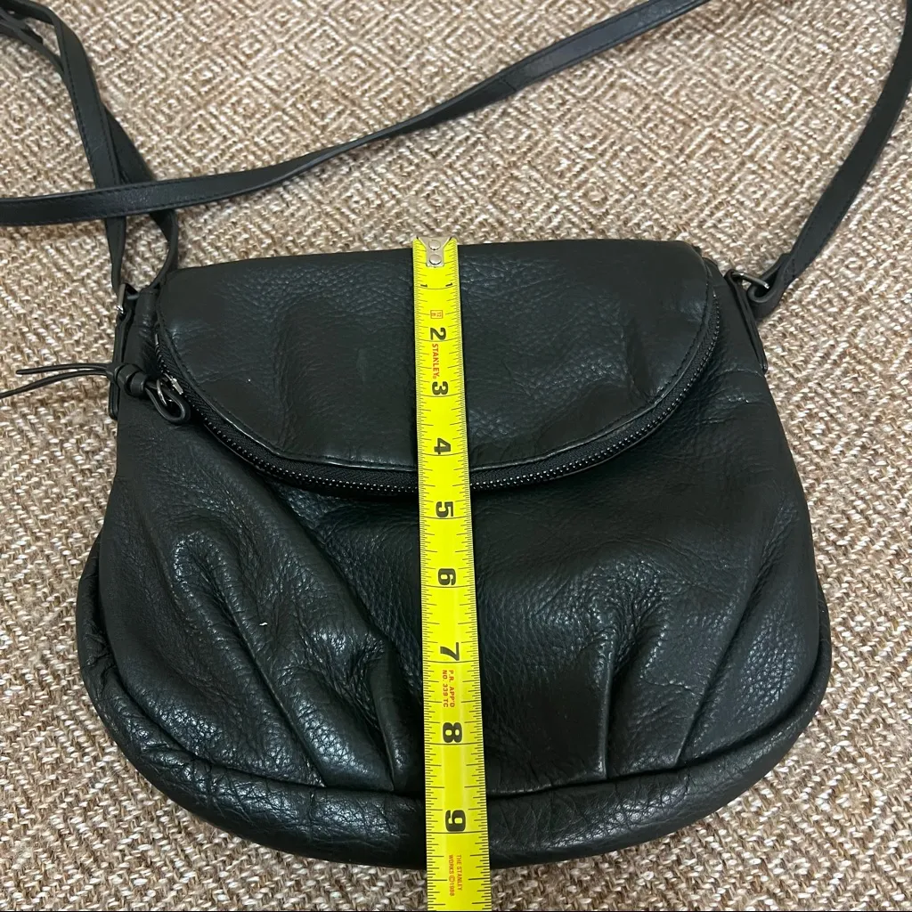 Margot Black Genuine Leather Crossbody Shoulder Bag Small Zip Closure Pockets - Image 11