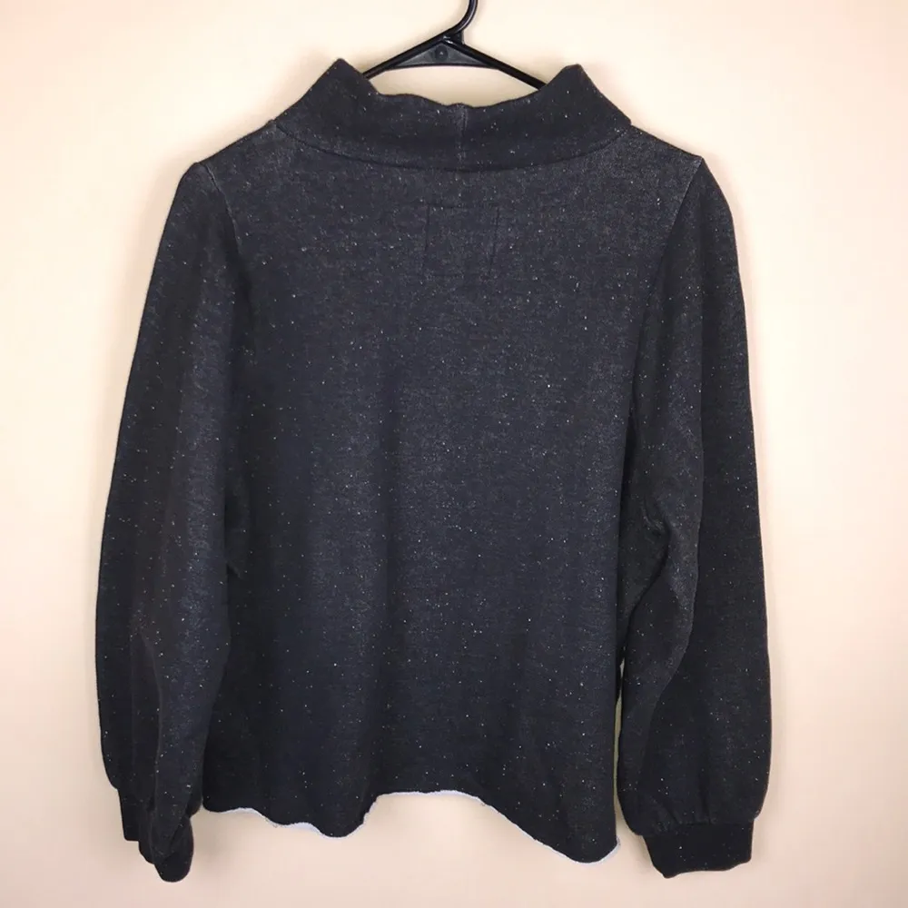 Madewell  MWL Women’s Charcoal Gray White Speckled Knit Mock Neck Sweatshirt - Image 5