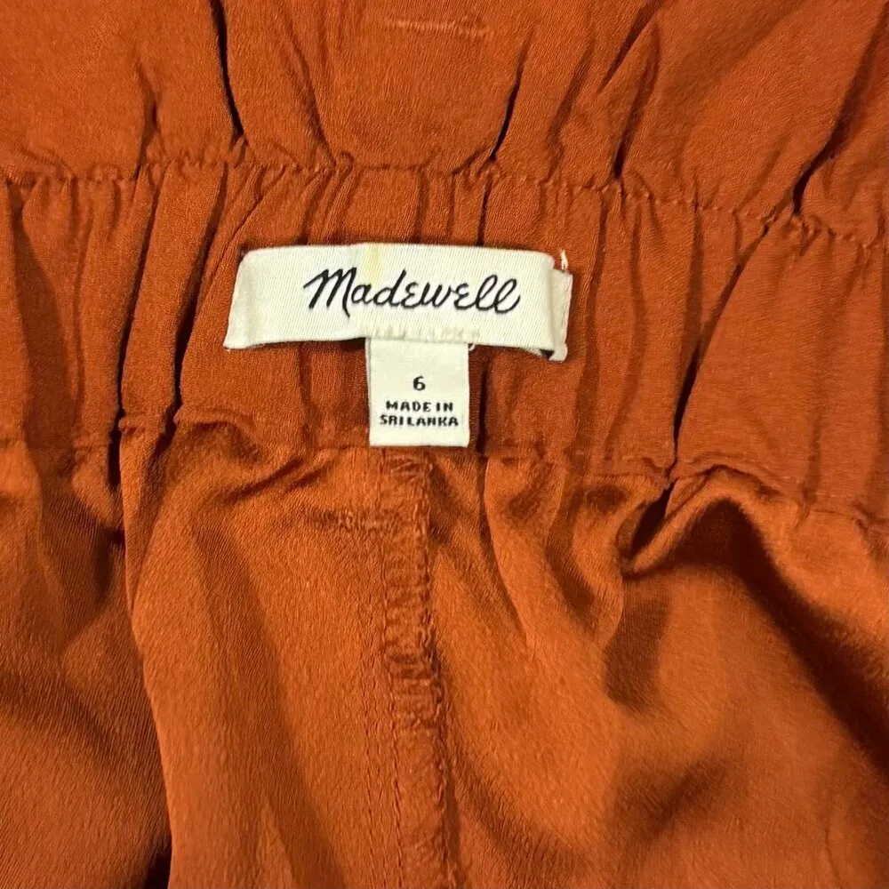 Madewell Womens Rust Paperbag Waist Shorts With Tie Belt Size 6 - Image 6