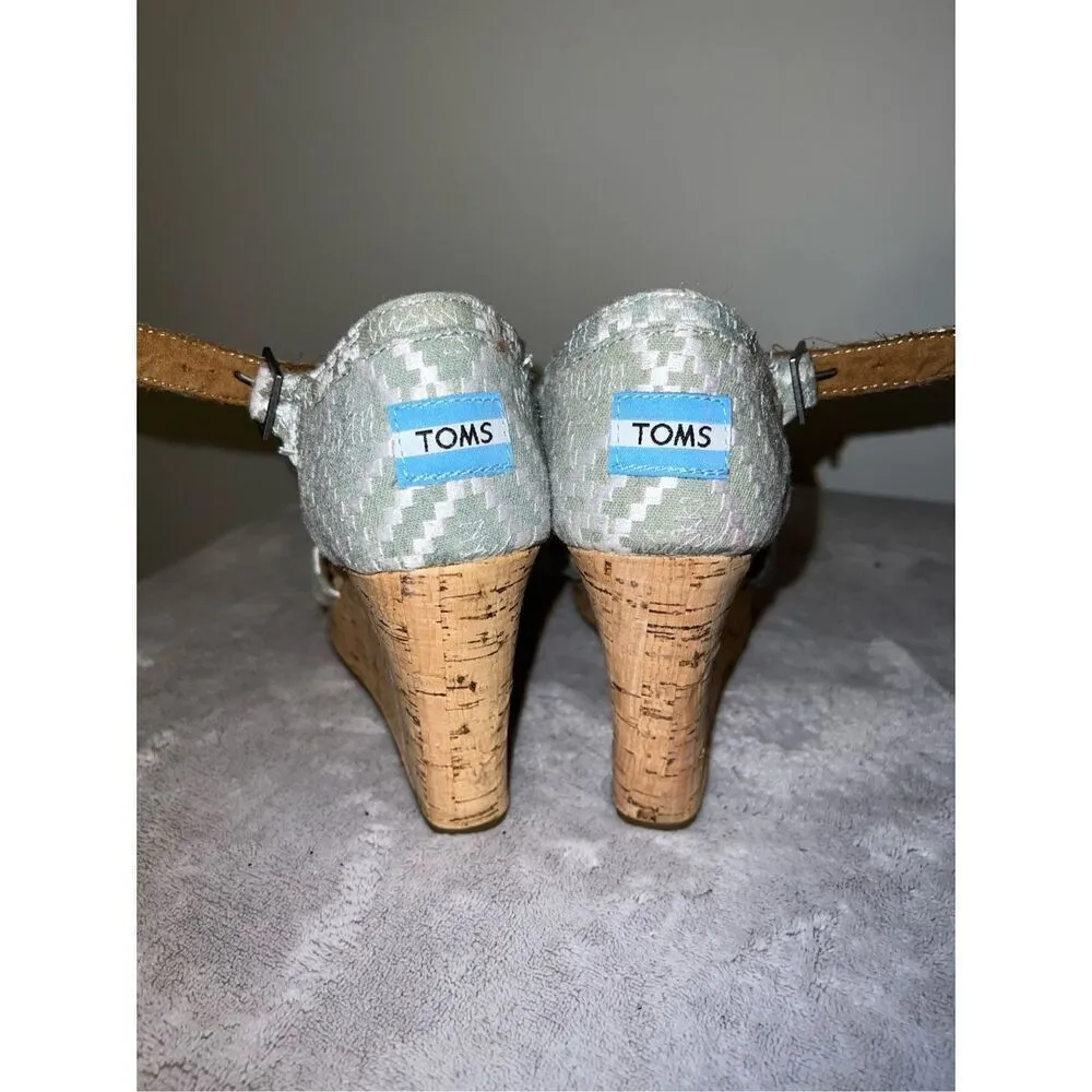 Toms Cork Wedge Platform Southwestern Sandal Women's 8 - Image 7