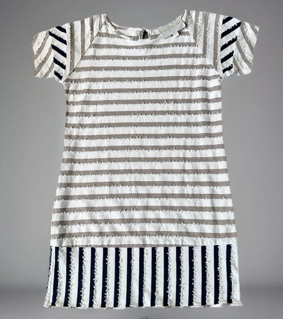 Thread Social Women's M Fringe Striped Knit Dress Tunic Mini Casual Blue Size M - Image 4