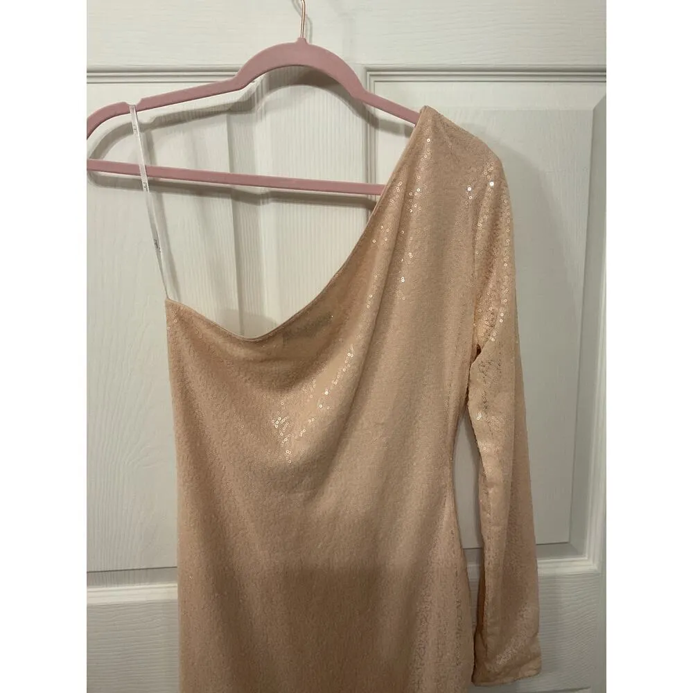 Lulus Deja Vu Pale Pink Sequin One-Shoulder Dress, M - Image 11