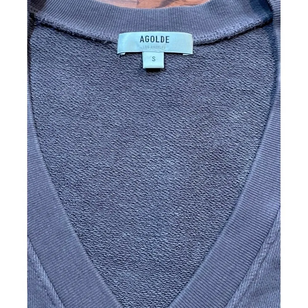 AGOLDE  V NECK BALLOON SLEEVE SWEATSHIRTTARO PURPLE SZ S - Image 5