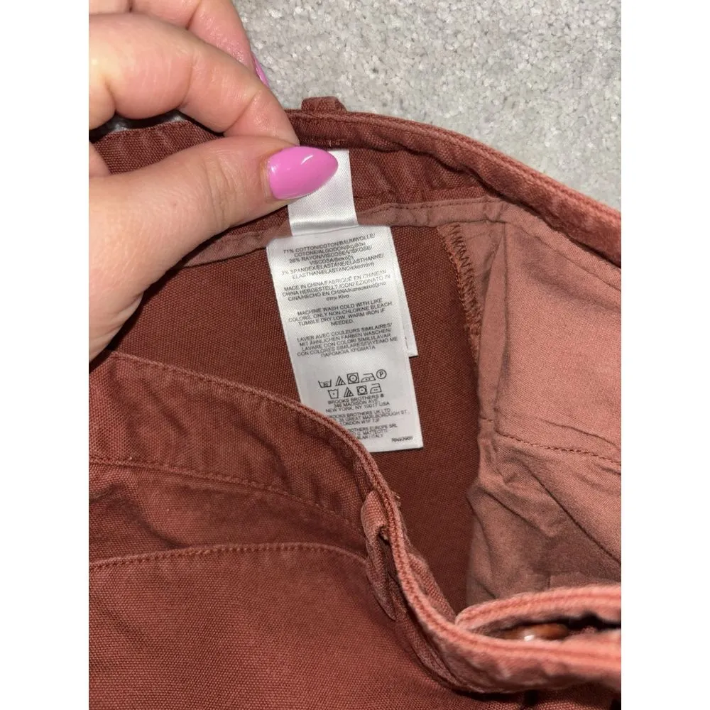 Brooks Brothers Size 6 Orange/Red Flat Front Straight Leg Cuffed Pants - Image 6