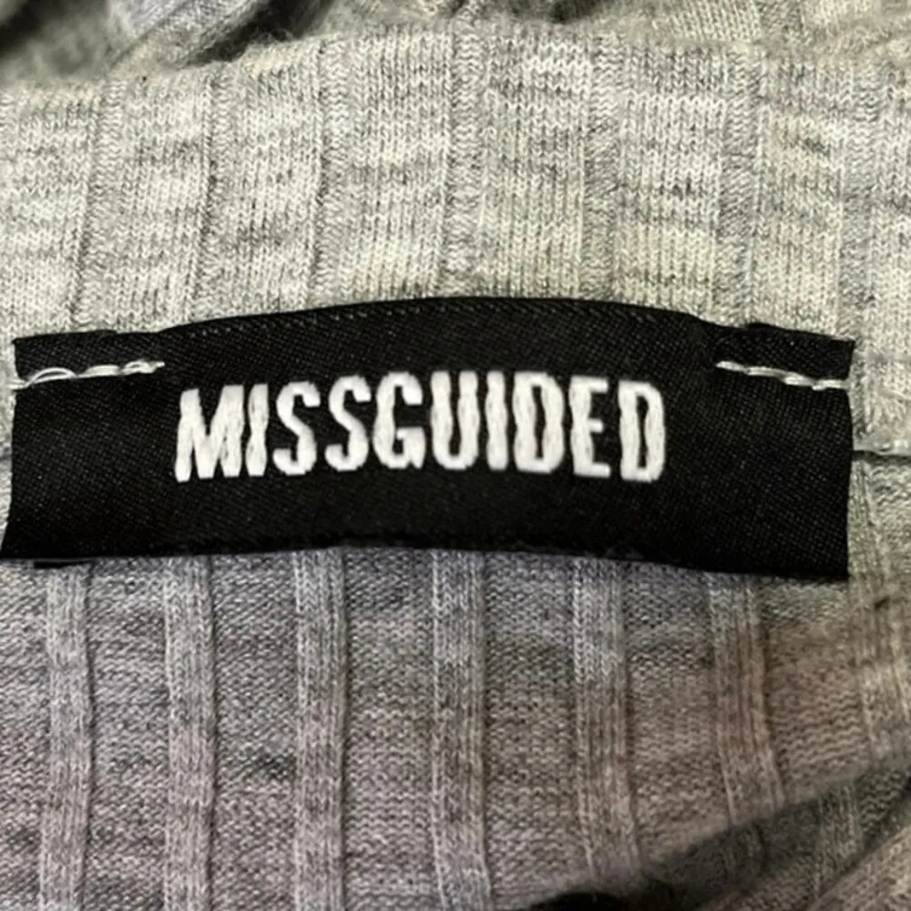 Missguided Gray Ribbed Stretch Knit Tie Waist Bodycon Pencil Midi Skirt Size 4 - Image 4