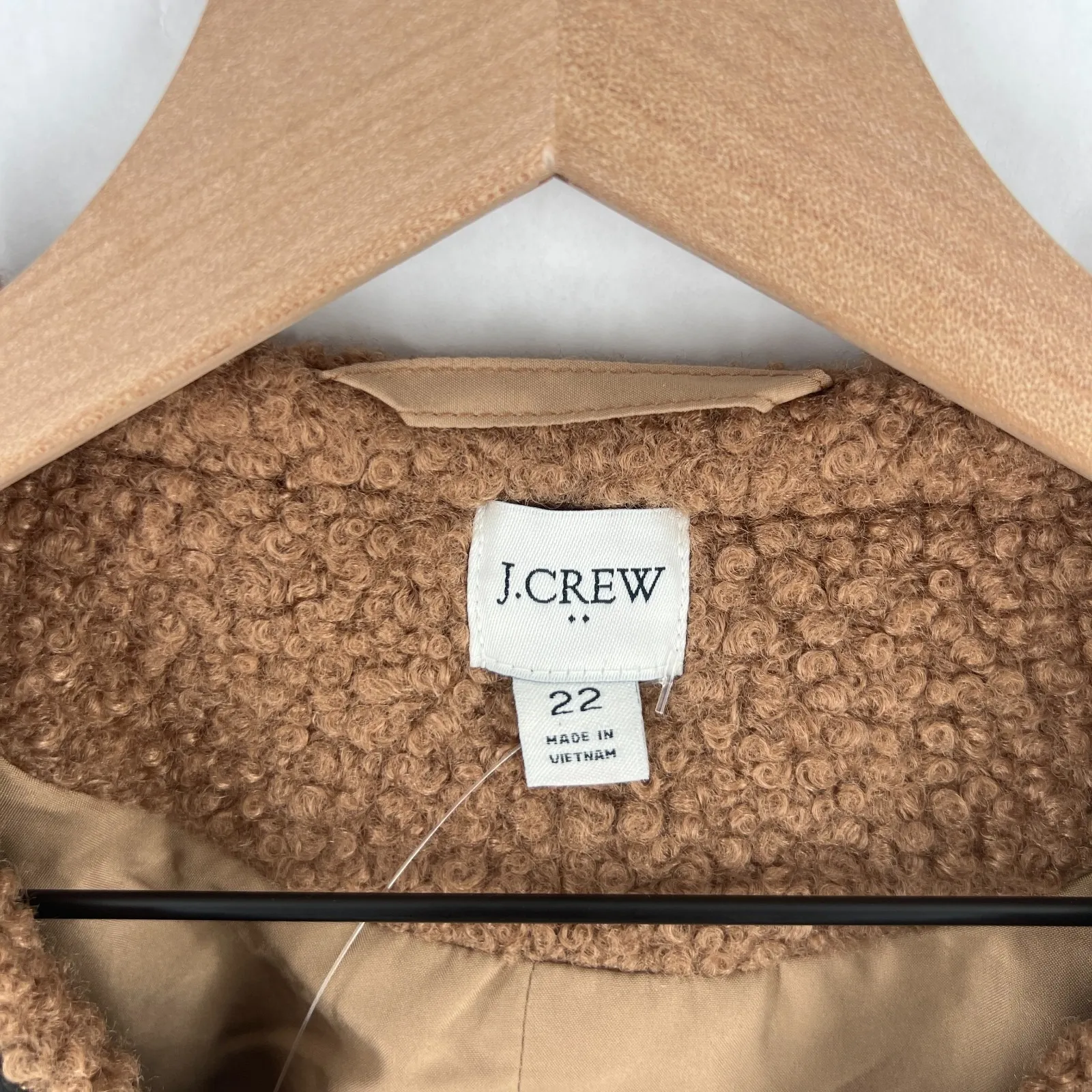 J.Crew Sherpa Jacket Womens 22 Toasted Brown Faux Fur Round Neck Long Sleeve Size undefined - Image 2