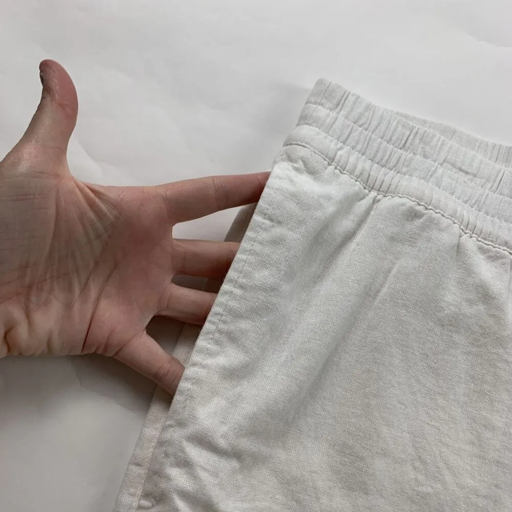 Old Navy White Linen Blend High Rise Comfort Waistband Shorts 4X New - Image 2