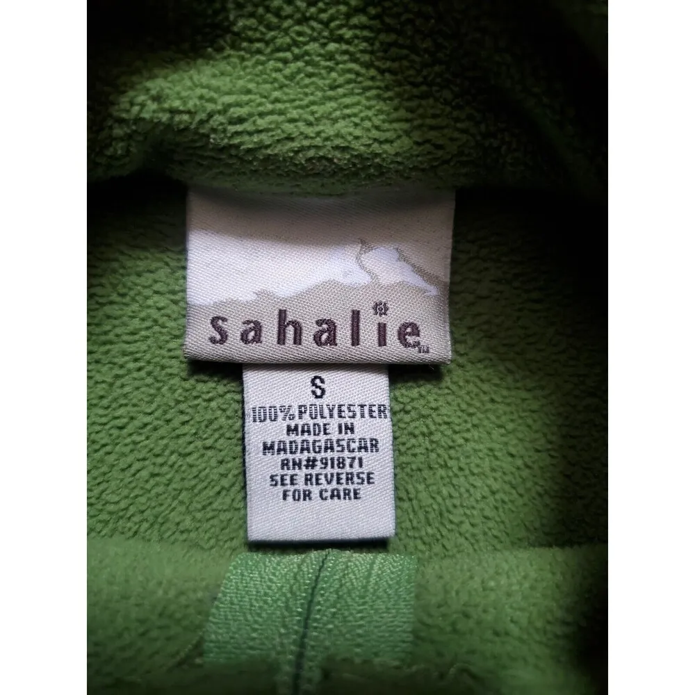 Sahalie Fleece Pullover Women Small Quarter Zip Shirt Ladies Green Mock Neck VTG Size undefined - Image 3