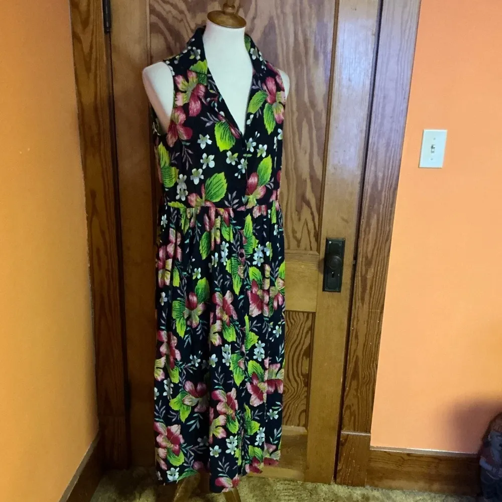 Vintage 90s floral beachy maxi dress Size L - Image 7
