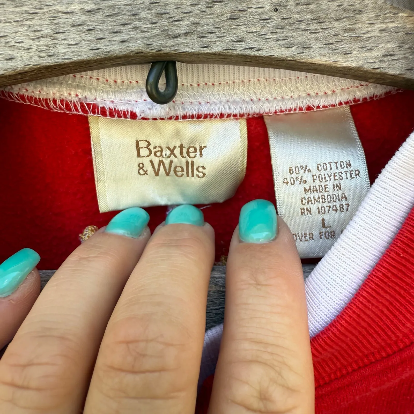 Vintage 90s Christmas Snowmen Winter Crewneck Sweatshirt Embroidered Red LARGE - Image 3