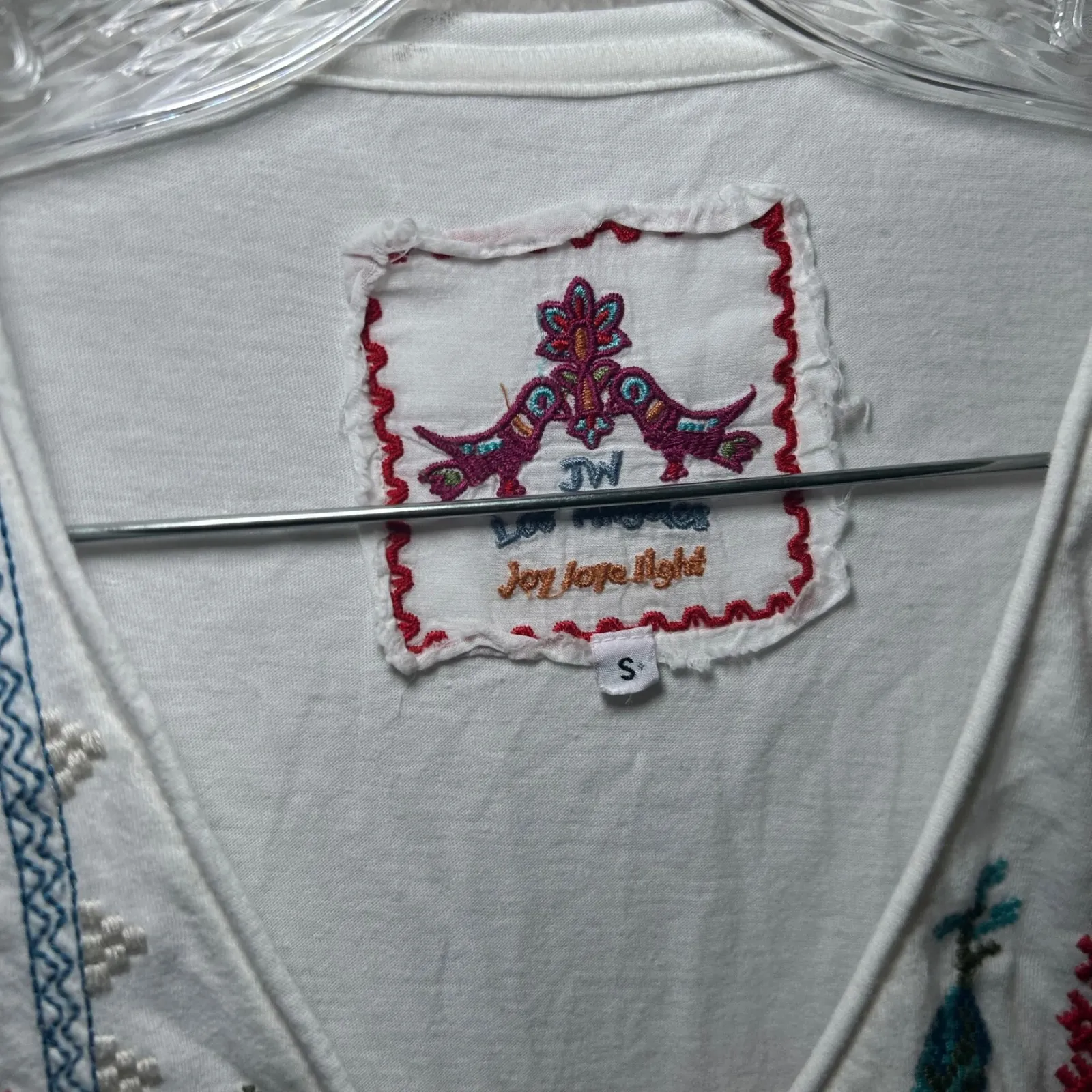 Johnny Was white T-shirt dress embroidered women's small boho - Image 2