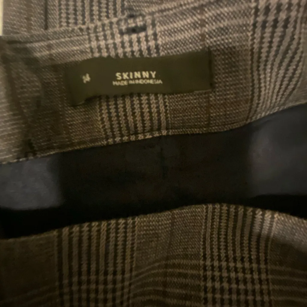 LOFT Glen Plaid Skinny Trousers – Gray Check Work Pant Size 14 - Image 2