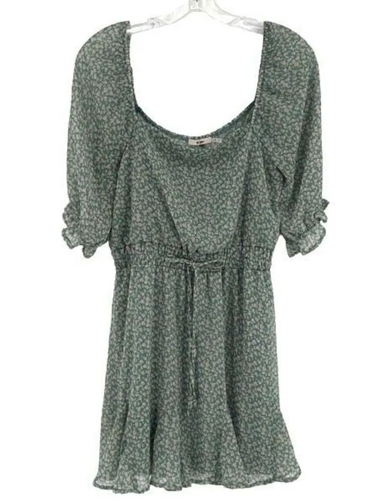 Francesca’s Mi Ami Floral Ruffle Chiffon Cottagecore Prairie Mini Dress Green Me Size M - Image 6