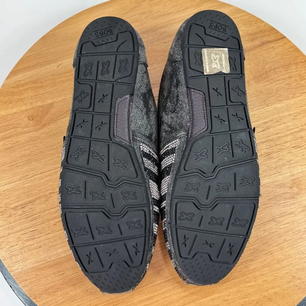 Bobs from Skechers Luxe Lily Love‎ Camo Rhinestone Faux Leather Slip On Flats 8 Black - Image 8