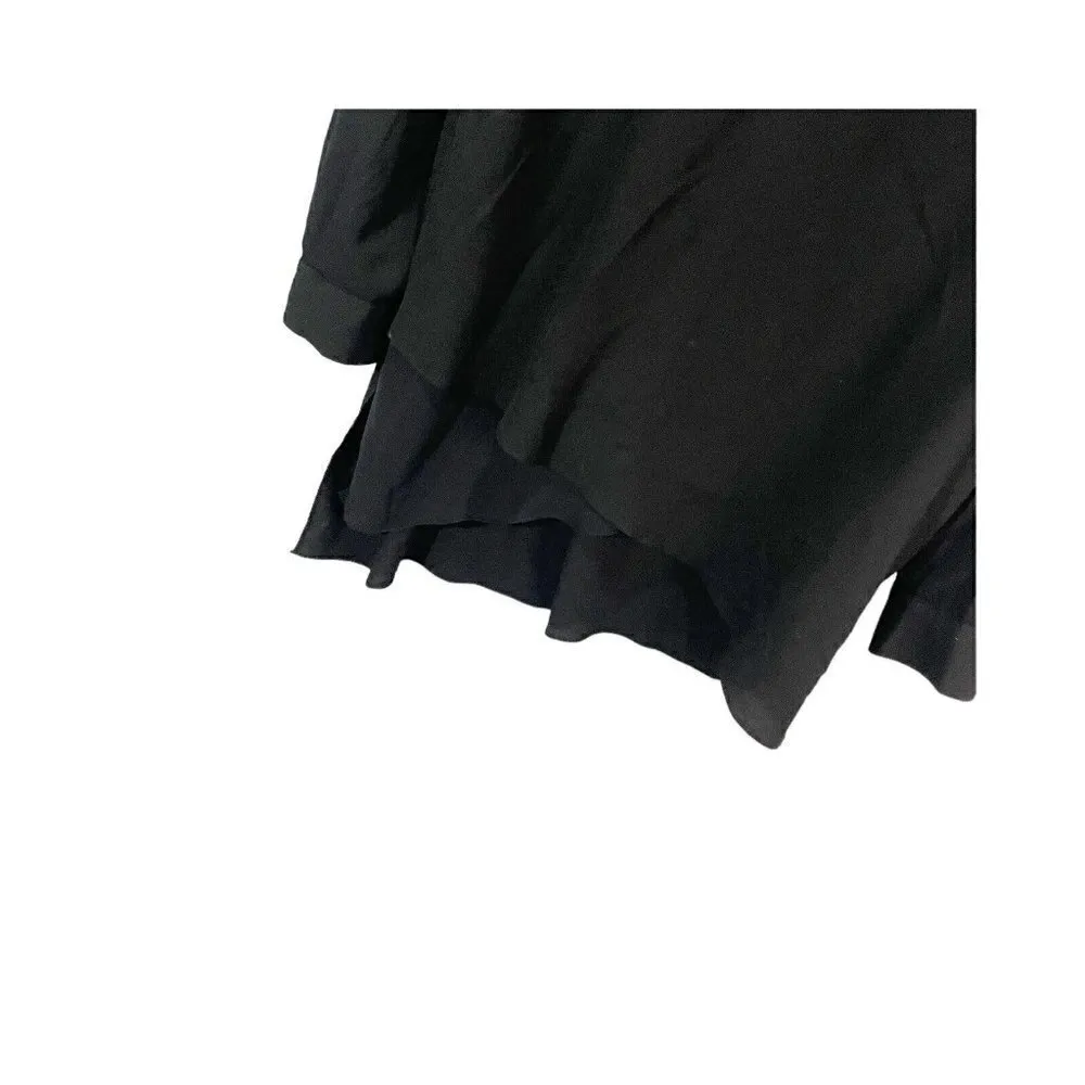 WHITE HOUSE BLACK MARKET Black High-Low Tunic Asymmetrical Hem Roll Tab Sleeve 8 - Image 5