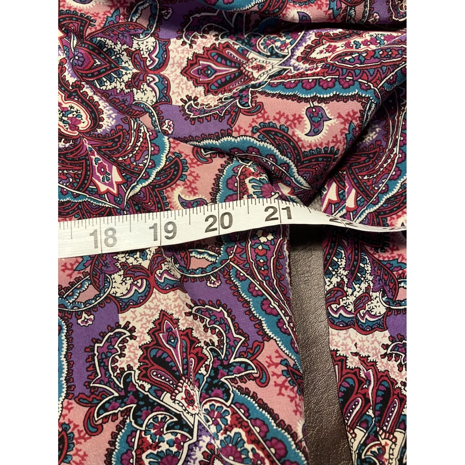 Cesarani Vintage Silk Paisley Print Long Sleeve Blouse Top Women's Size 14‎ Purple - Image 11