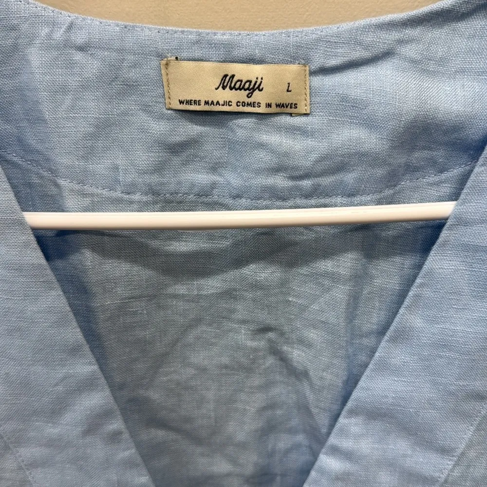 Maaji Swim Coverup Linen Dress with Drawstring Waist Size Large - Image 2