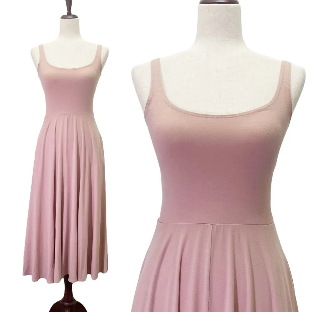 Reformation Mary Tank Dress Blush Jersey Knit Scoop Neck Midi Women's Size Small - Image 2