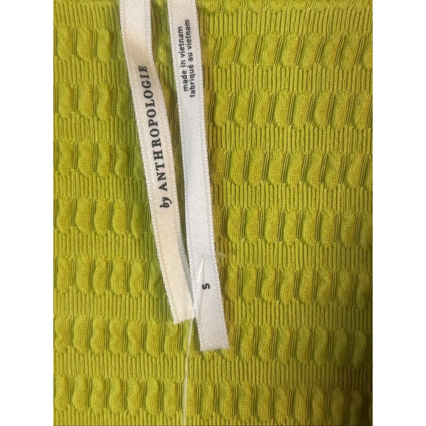 Anthropologie Ruffle Bodysuit Lime Green Long Bishop Sleeve NWT Size Small (5997 - Image 3