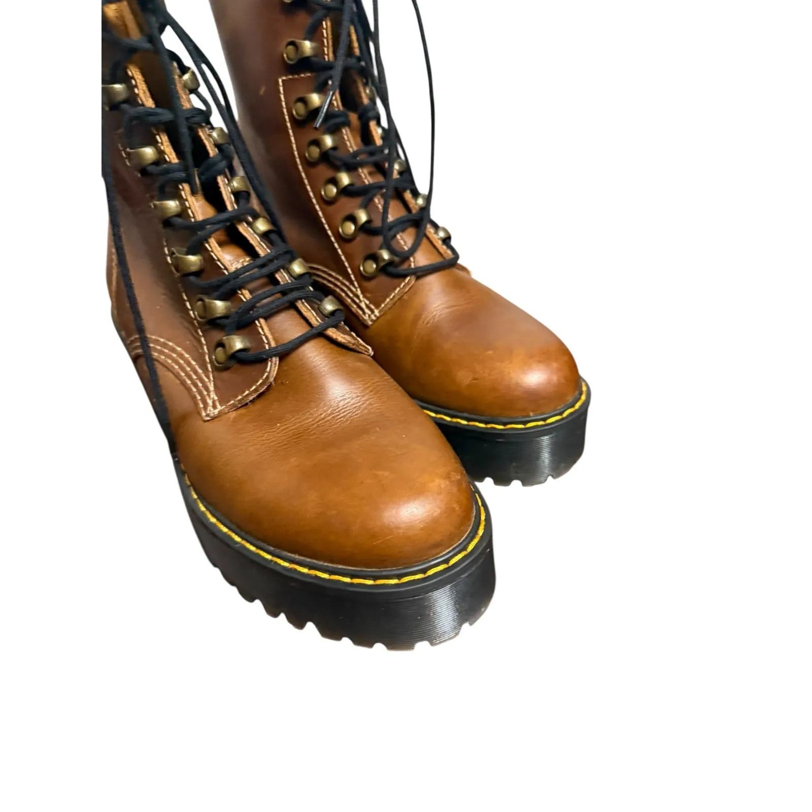 Dr. Martens Leona Butterscotch Brown Women’s New Orleans Leather Heeled Boots 8 - Image 4