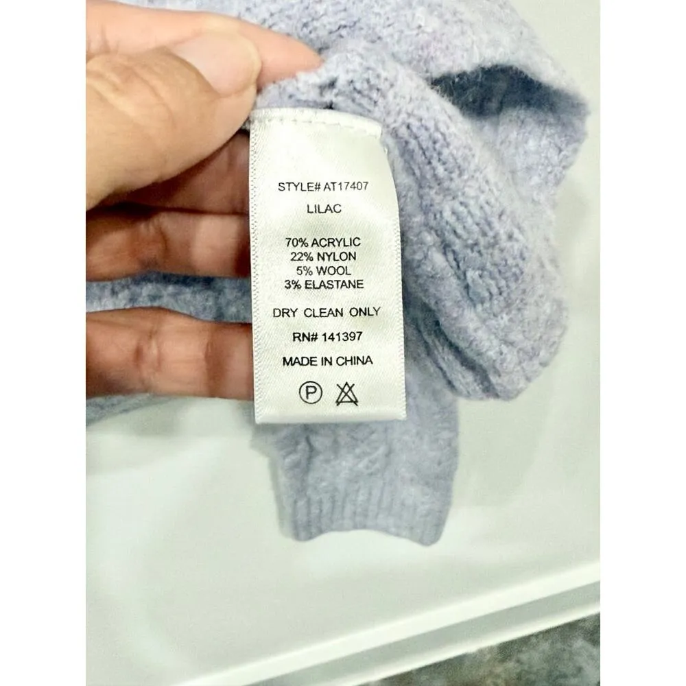 Astr The Label Long Sleeve Knot Front Cropped Knit Sweater Lilac Women's Size M Purple Size M - Image 5