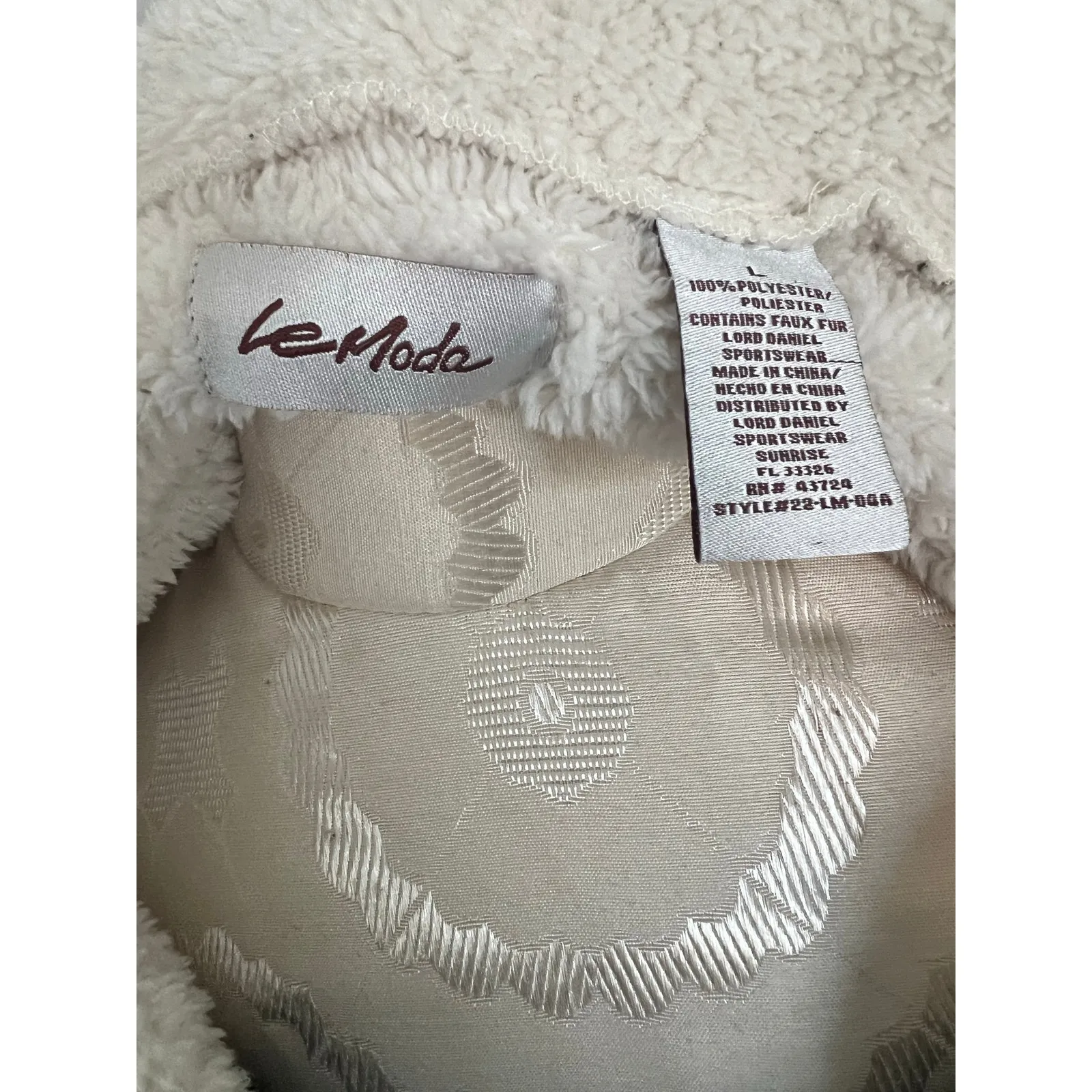 LeModa Faux Fur Quarter Zip Pullover Animal Print Jacket Large Black - Image 5